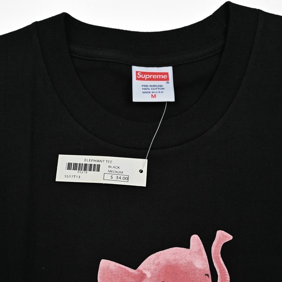 Supreme Elephant Tee T-shirt Black SS17 Medium Limited Rare Streetwear Deadstock - Picture 7 of 9